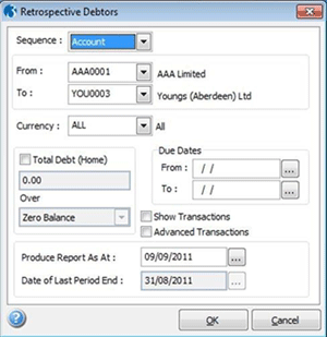 retrospective debtors accounting software